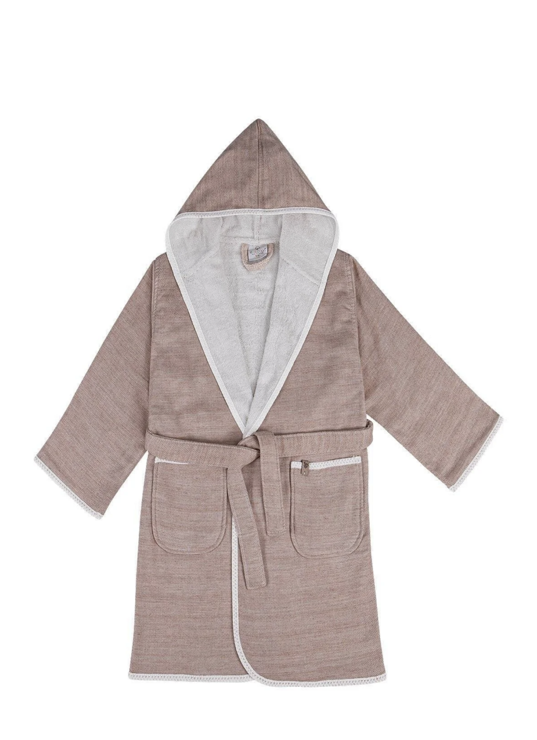 Ecocotton Hasna Girl&#39;s Bathrobe 100% Organic Cotton Linen Melange Terra