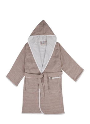 Ecocotton Hasna Girl&#39;s Bathrobe 100% Organic Cotton Linen Melange Terra