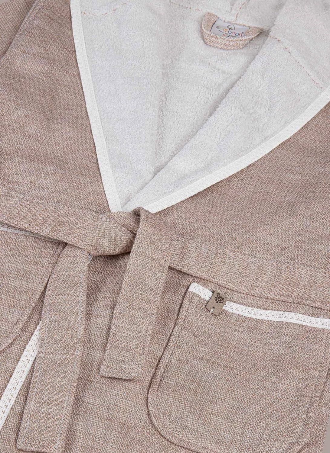 Ecocotton Hasna Girl&#39;s Bathrobe 100% Organic Cotton Linen Melange Terra