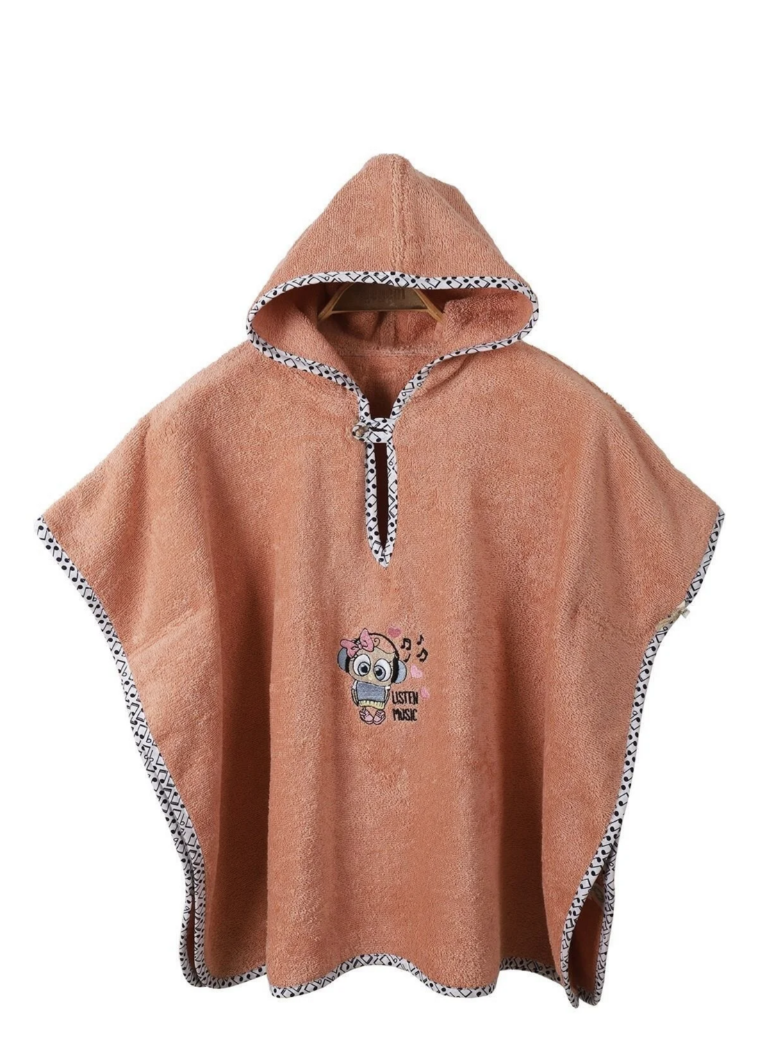 Ecocotton Melodica Baby Poncho 100% Organic Cotton Embroidered Salmon 2-5 Years