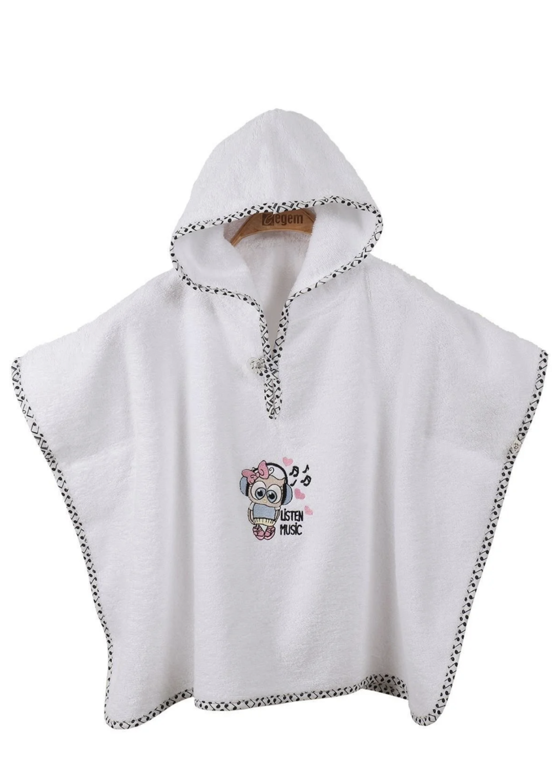 Ecocotton Melodica Baby Poncho 100% Organic Cotton Embroidered White 2-5 Years