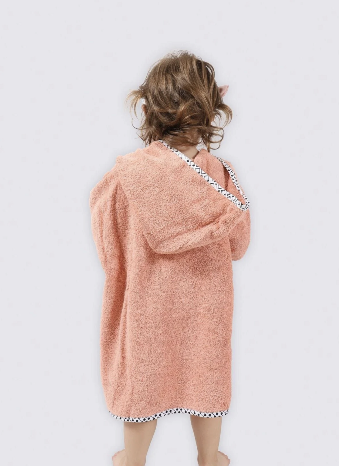 Ecocotton Melodica Baby Poncho 100% Organic Cotton Embroidered Salmon 2-5 Years