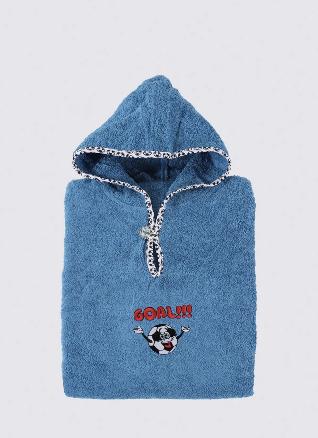 Ecocotton Funny Football Baby Poncho 100% Organic Cotton Embroidered Blue 2-5 Years
