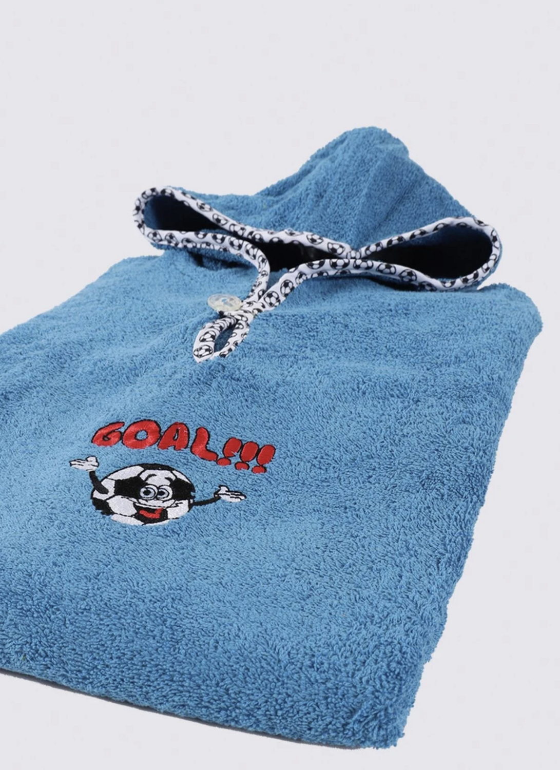 Ecocotton Funny Football Baby Poncho 100% Organic Cotton Embroidered Blue 2-5 Years