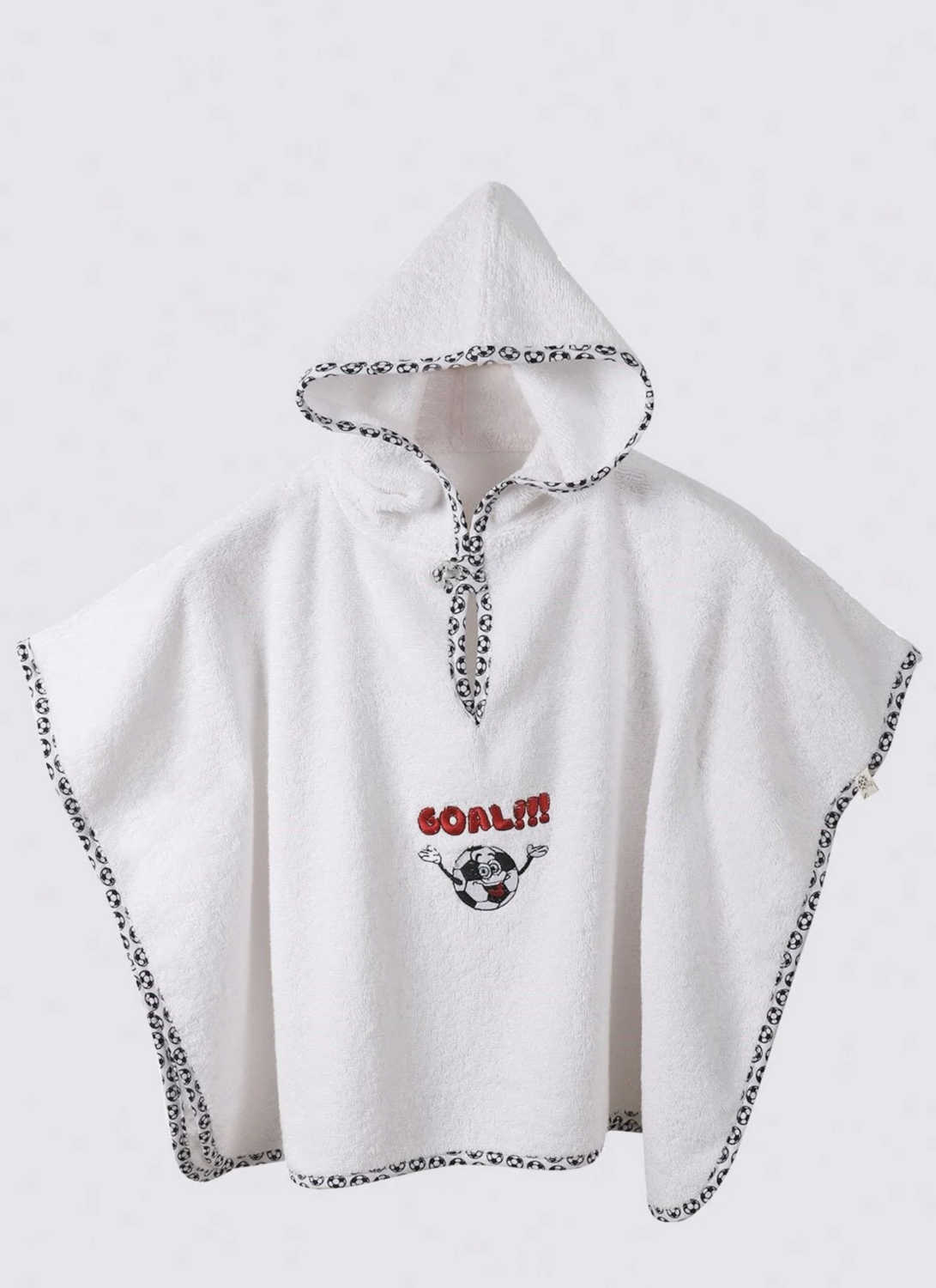 Ecocotton Funny Football Baby Poncho 100% Organisch Katoen Geborduurd Wit 2-5 jaar