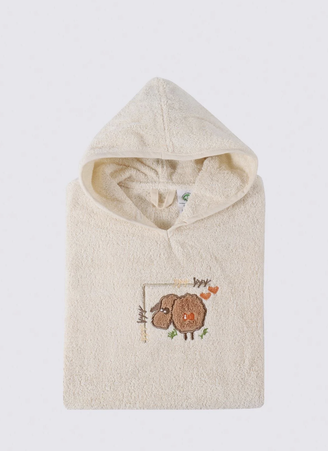 Ecocotton Little Sheep 4 Piece Baby Poncho Set 100% Organic Cotton Embroidered Ecru 0-1 Age