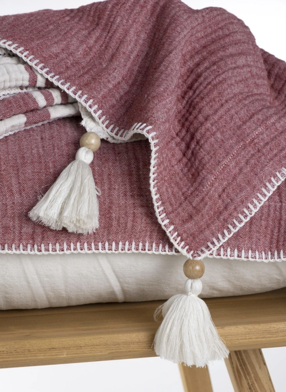 Ecocotton Mila Two Person Bedspread 100% Organic Cotton Muslin Filled Red 240X260 Cm