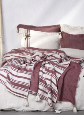 Ecocotton Mila Two Person Bedspread 100% Organic Cotton Muslin Filled Red 240X260 Cm