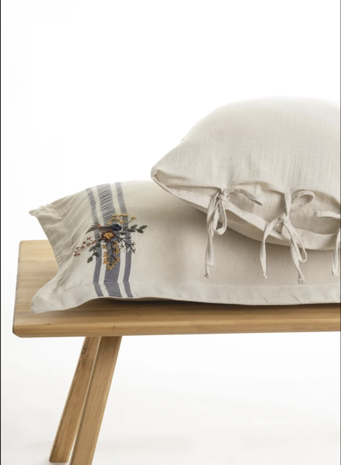 Charla 2 Person Duvet Cover Set 100% Organic Cotton Hemp Blend Ecru-Navy Blue 200x220 Cm