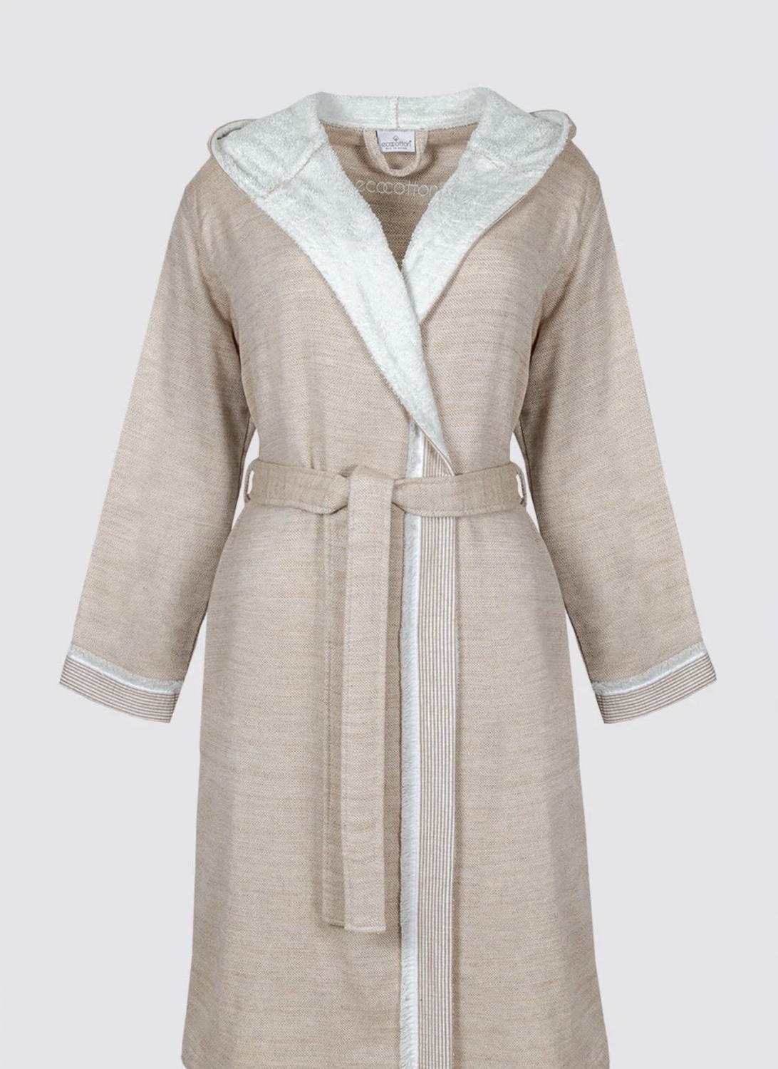 Ecocotton Hasna Women Bathrobe 100% Organic Cotton Linen Melange Terra