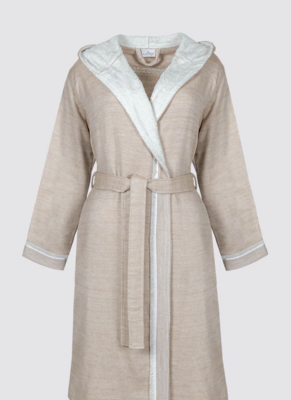 Ecocotton Hasna Women Bathrobe 100% Organic Cotton Linen Melange Terra