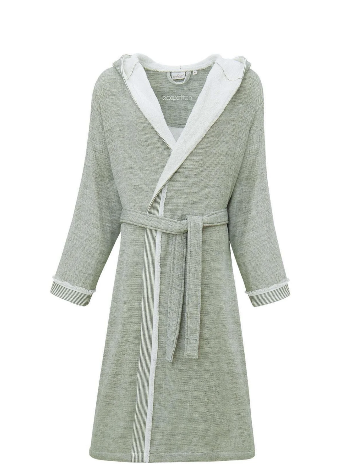 Ecocotton Hasna Men&#39;s Bathrobe 100% Organic Cotton Linen Melange Khaki