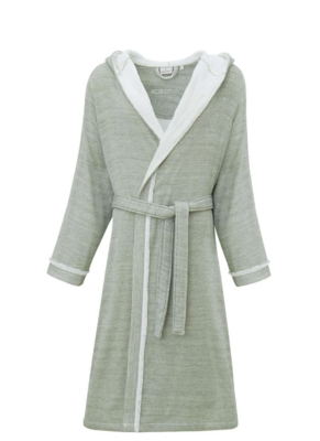 Ecocotton Hasna Men&#39;s Bathrobe 100% Organic Cotton Linen Melange Khaki