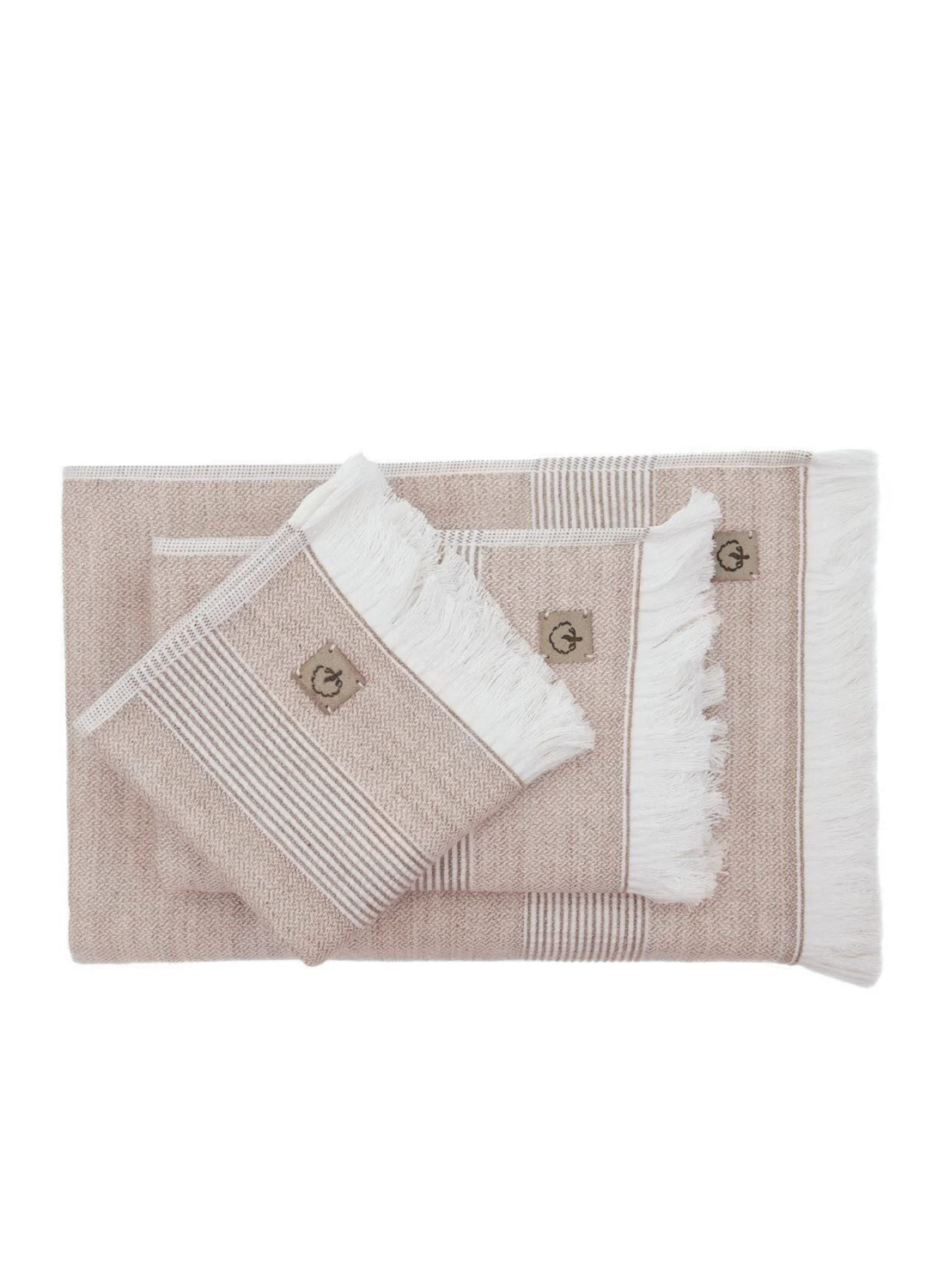 Ecocotton Hasna 3-Piece Towel Set 100% Organic Cotton Linen Melange Terra
