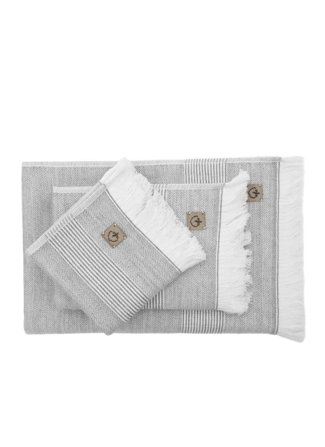 Ecocotton Hasna 3-Piece Towel Set 100% Organic Cotton Linen Melange Anthracite