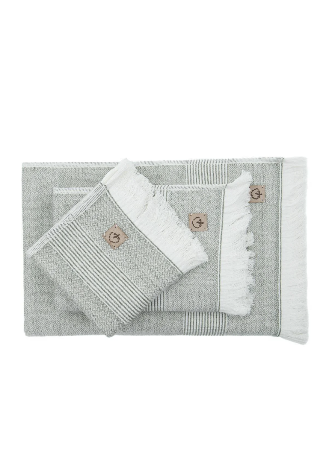 Ecocotton Hasna 3-Piece Towel Set 100% Organic Cotton Linen Melange Khaki