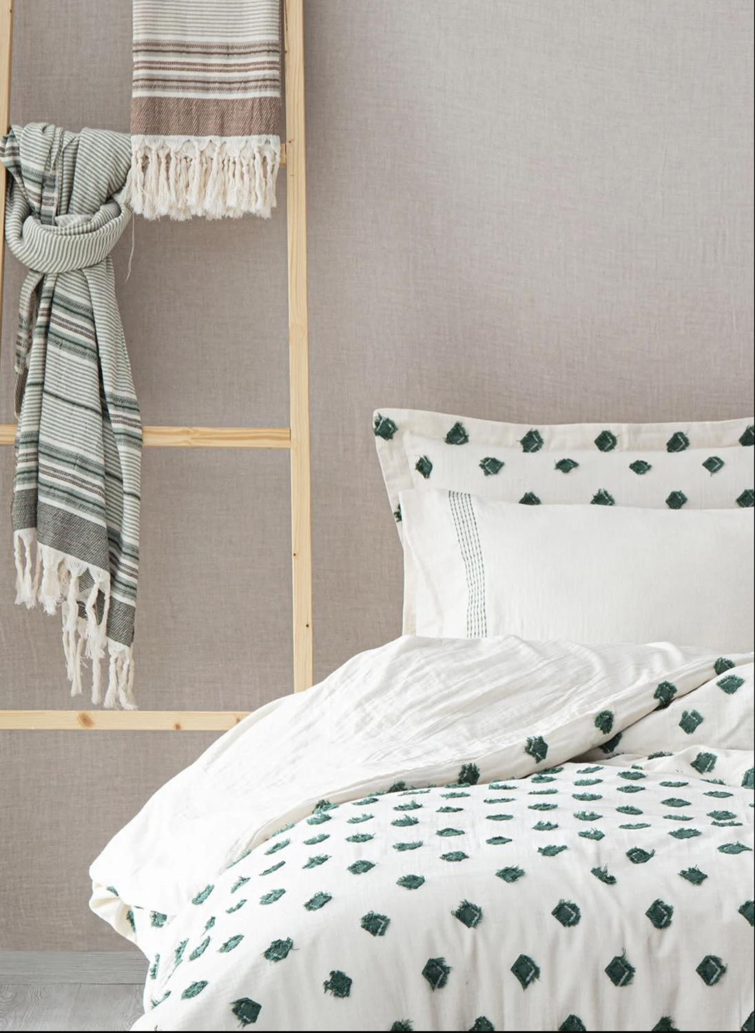 Ecocotton Imre 2 Person Duvet Cover 100% Organic Cotton Muslin Green 200x220 Cm