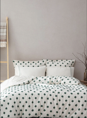 Ecocotton Imre 2 Person Duvet Cover 100% Organic Cotton Muslin Green 200x220 Cm