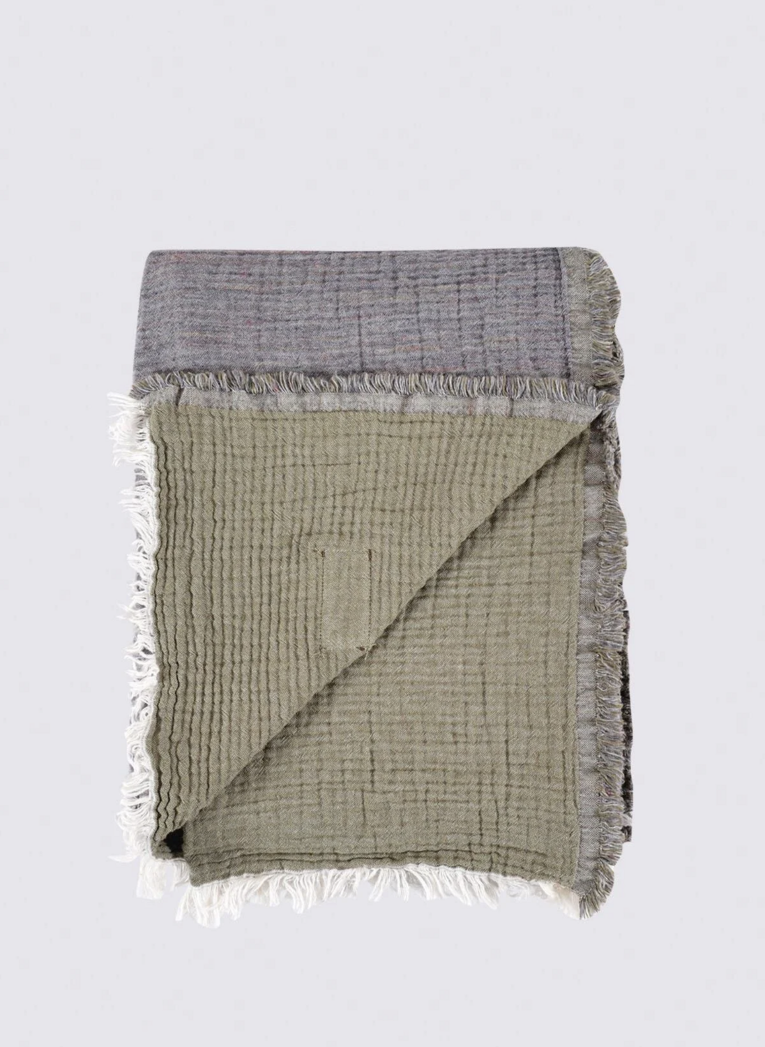 Ecocotton Muna tweepersoons sprei 100% biologisch katoen Inject Groen-Anthraciet 230x250 Cm