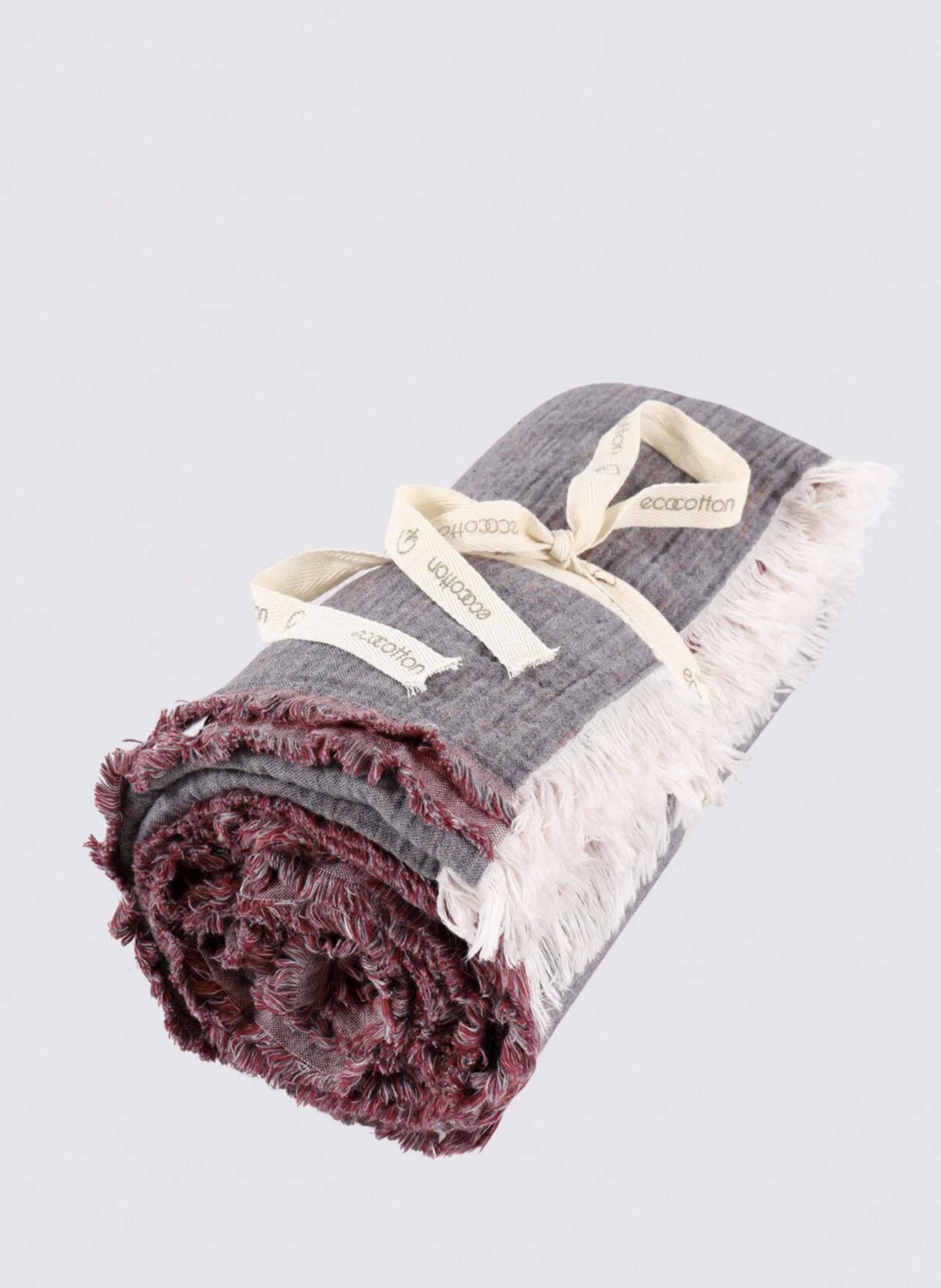 Ecocotton Muna 2 Person Bedspread 100% Organic Cotton Inject Burgundy-Anthracite 230x250 Cm
