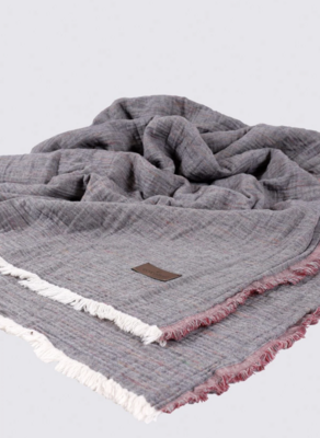 Ecocotton Muna 2 Person Bedspread 100% Organic Cotton Inject Burgundy-Anthracite 230x250 Cm