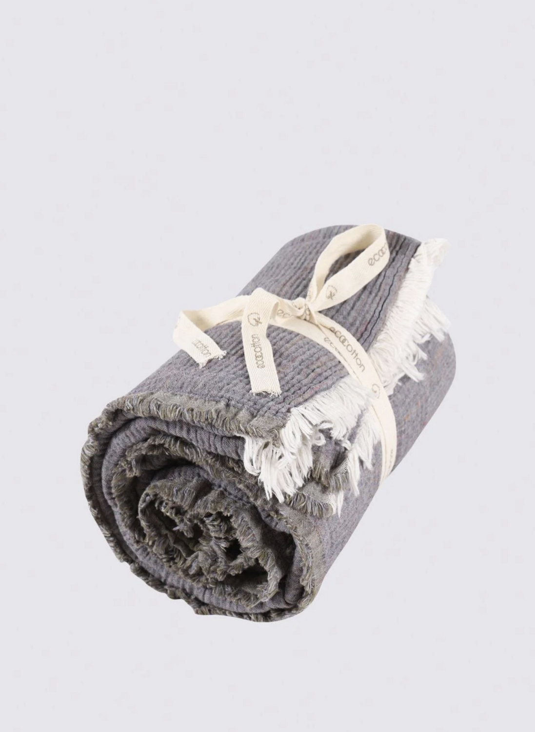 Ecocotton Muna tweepersoons sprei 100% biologisch katoen Inject Groen-Anthraciet 230x250 Cm