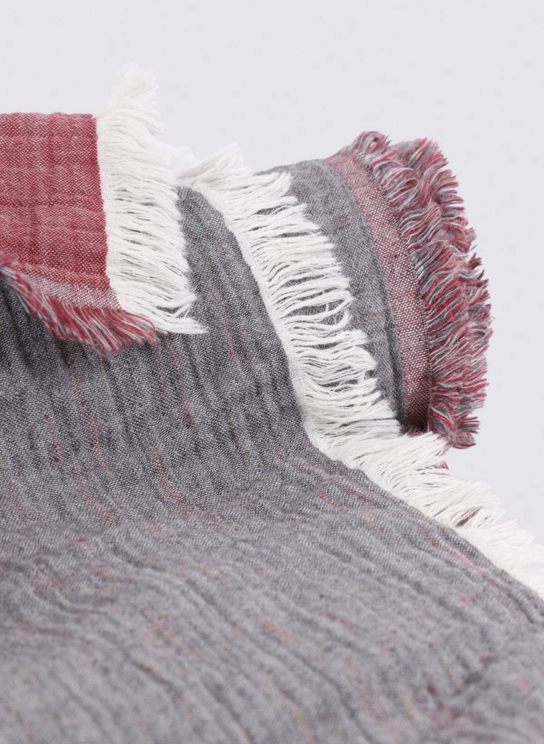 Ecocotton Muna 2 Person Bedspread 100% Organic Cotton Inject Burgundy-Anthracite 230x250 Cm