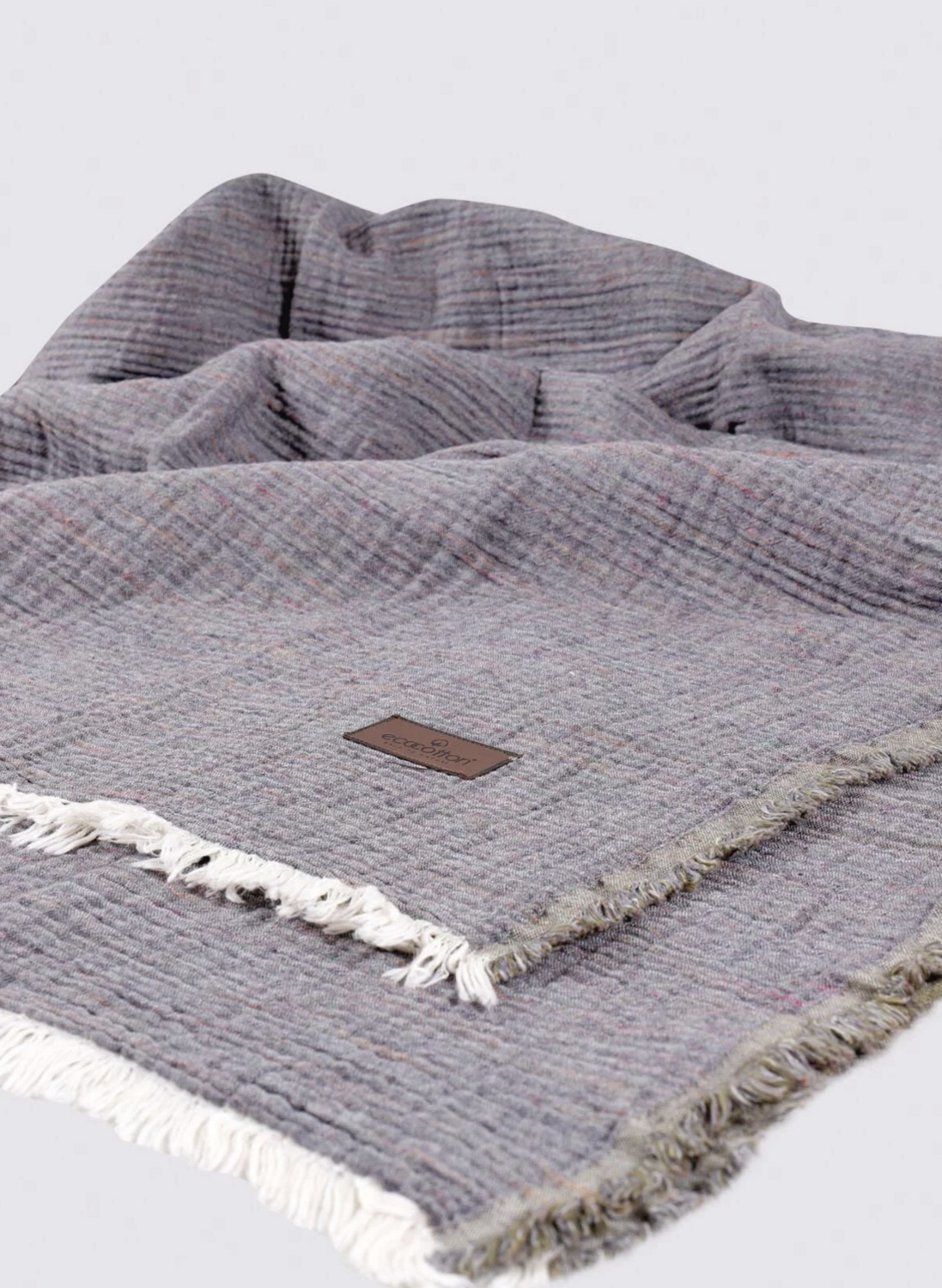 Ecocotton Muna tweepersoons sprei 100% biologisch katoen Inject Groen-Anthraciet 230x250 Cm