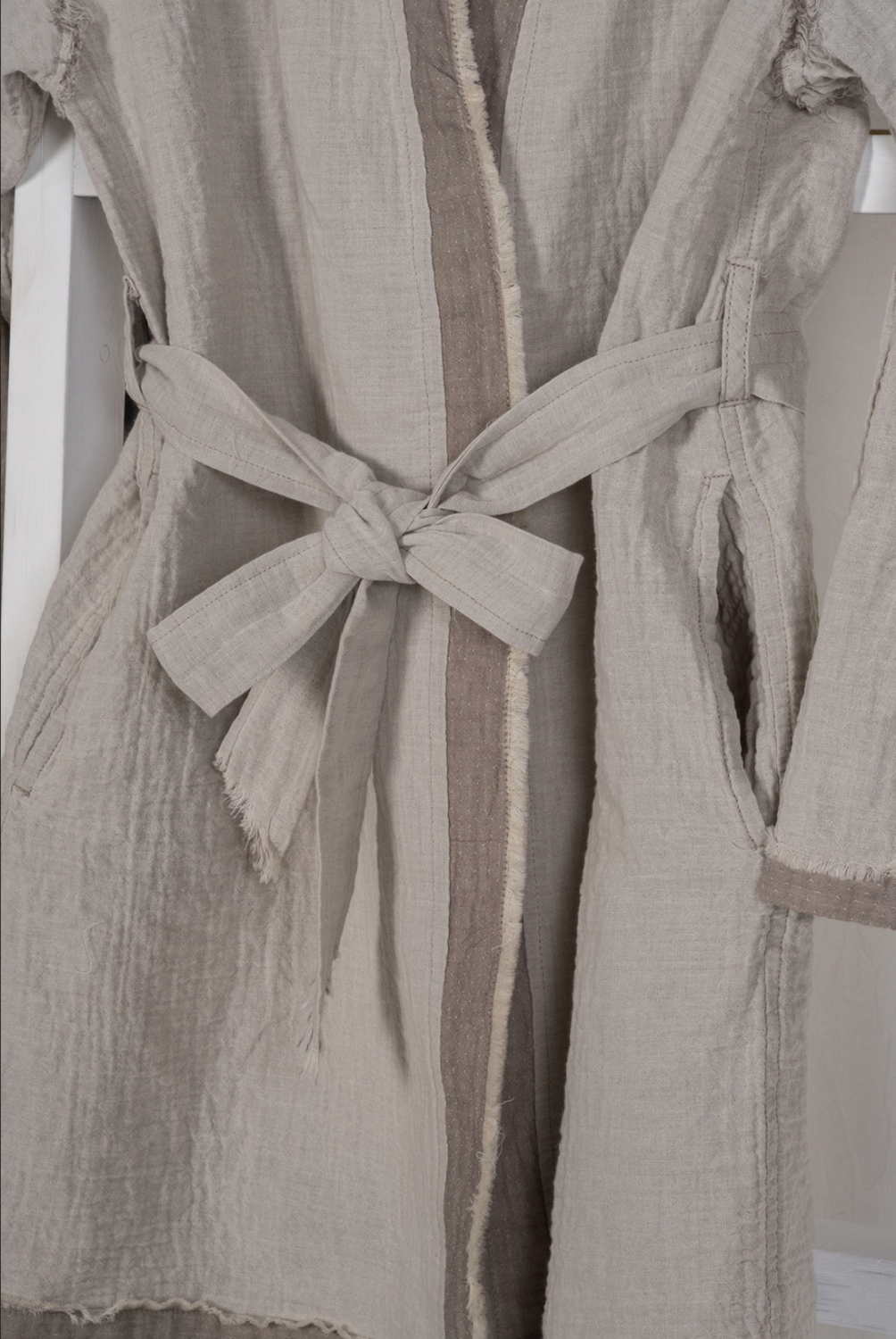 Ecocotton Melsa Women Dressing Gown 100% Organic Cotton Muslin Beige