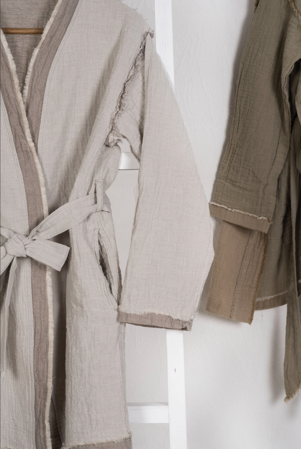 Ecocotton Melsa Women Dressing Gown 100% Organic Cotton Muslin Beige
