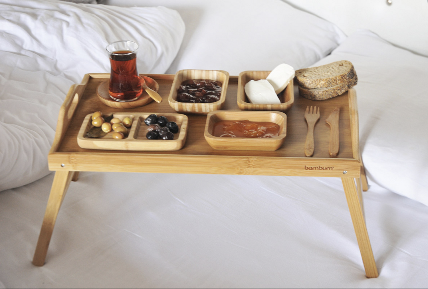 Bambum Rosa Bed Tray with Magazine Holder