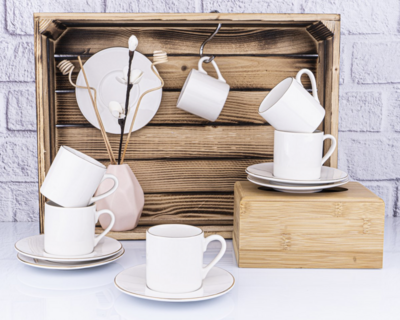 Bambum Naz Set of 6 Coffee Cups White