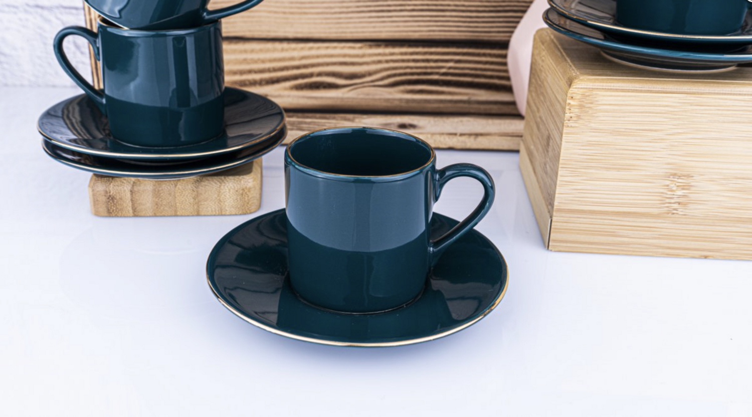 Bambum Naz Set of 6 Coffee Cups Petrol