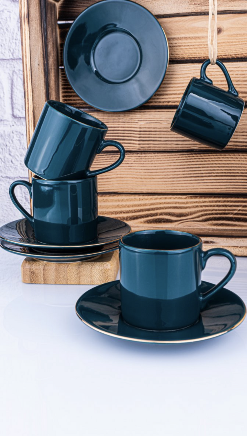 Bambum Naz Set of 6 Coffee Cups Petrol