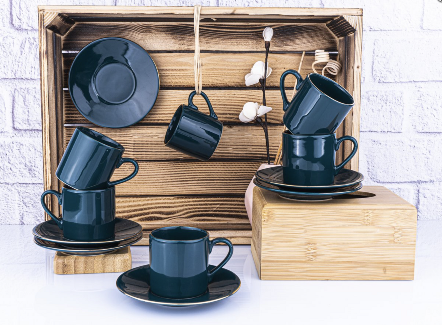 Bambum Naz Set of 6 Coffee Cups Petrol