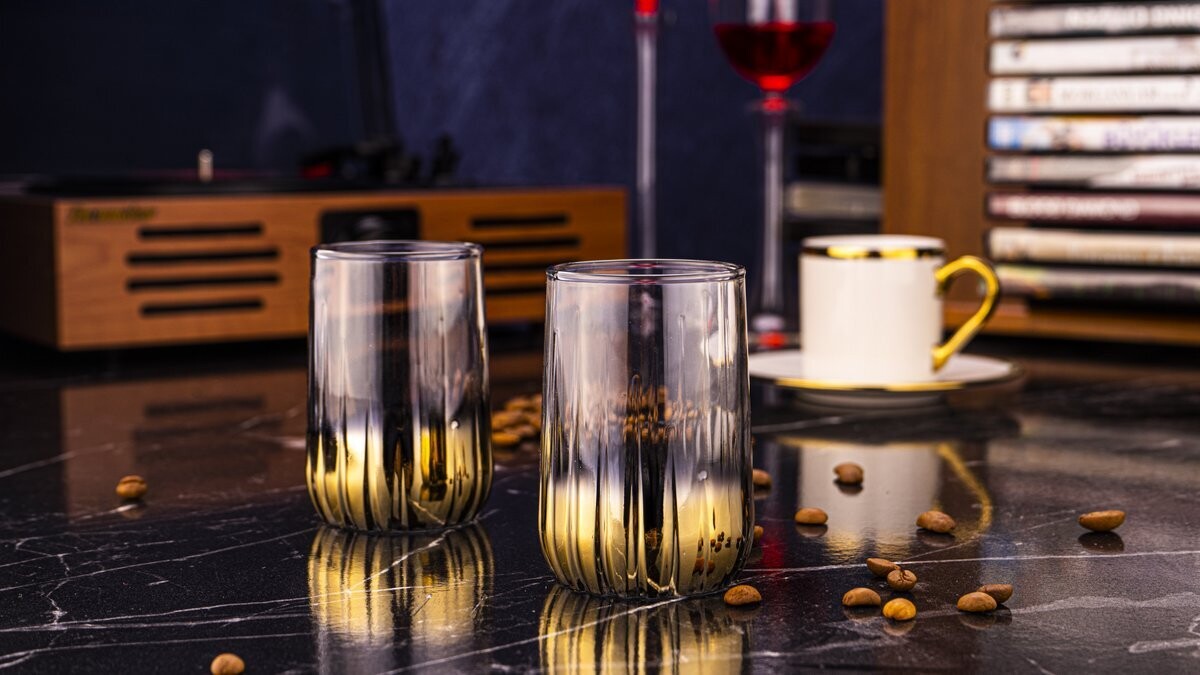 Vibe 6 Pcs Water Glass gold 135 ml