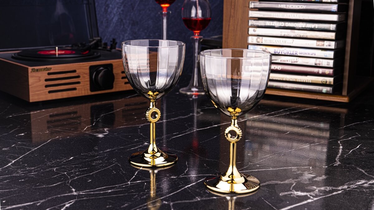 Vibe 6 Pcs. Glass Goblet gold 280 ml