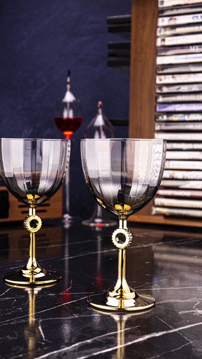 Vibe 6 Pcs. Glass Goblet gold 280 ml