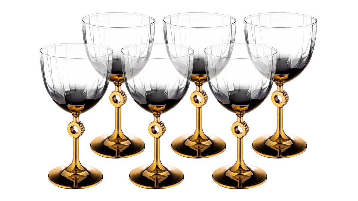 Vibe 6 Pcs. Glass Goblet gold 280 ml