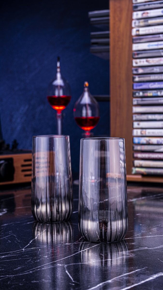 Vibe 6 Pcs. Soft Drink Glasses Silver 360 ml