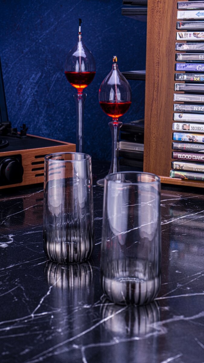 Vibe 6 Pcs. Soft Drink Glasses Silver 360 ml