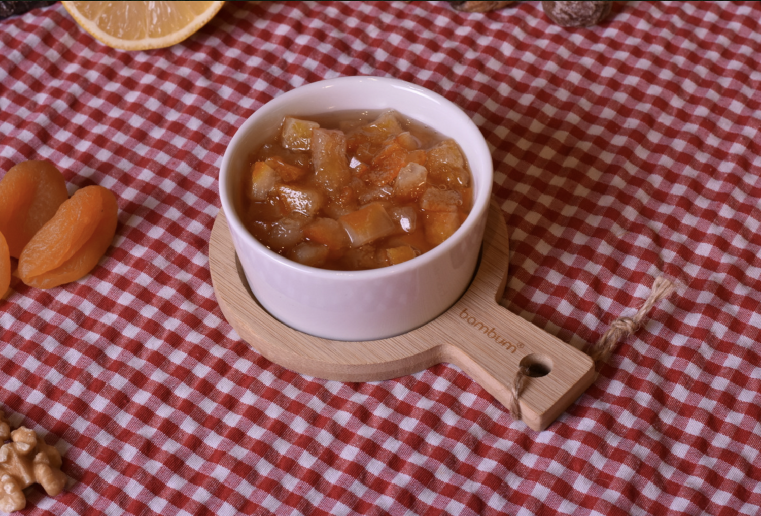 Bambum Dumitra Porcelain Sauce Pot with Bamboo Base 2 Pieces