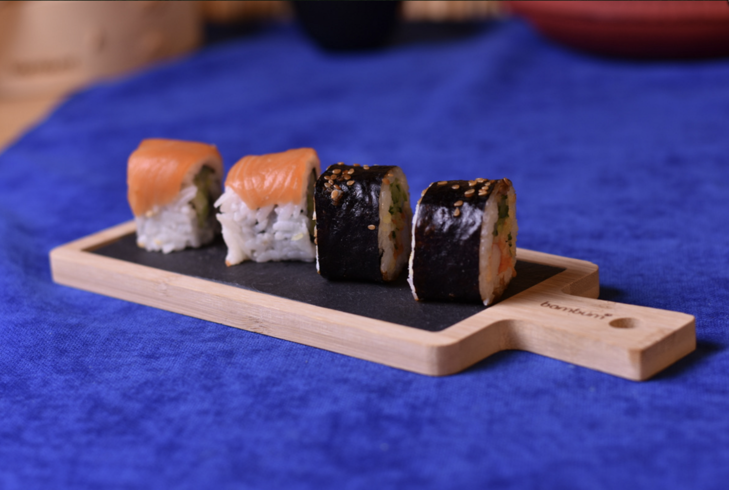 Bambum Lica Stone Service Plate with Bamboo Base