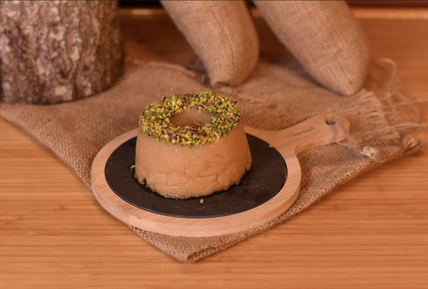 Bambum Lita Bamboo Stone Service Plate with Bamboo Base