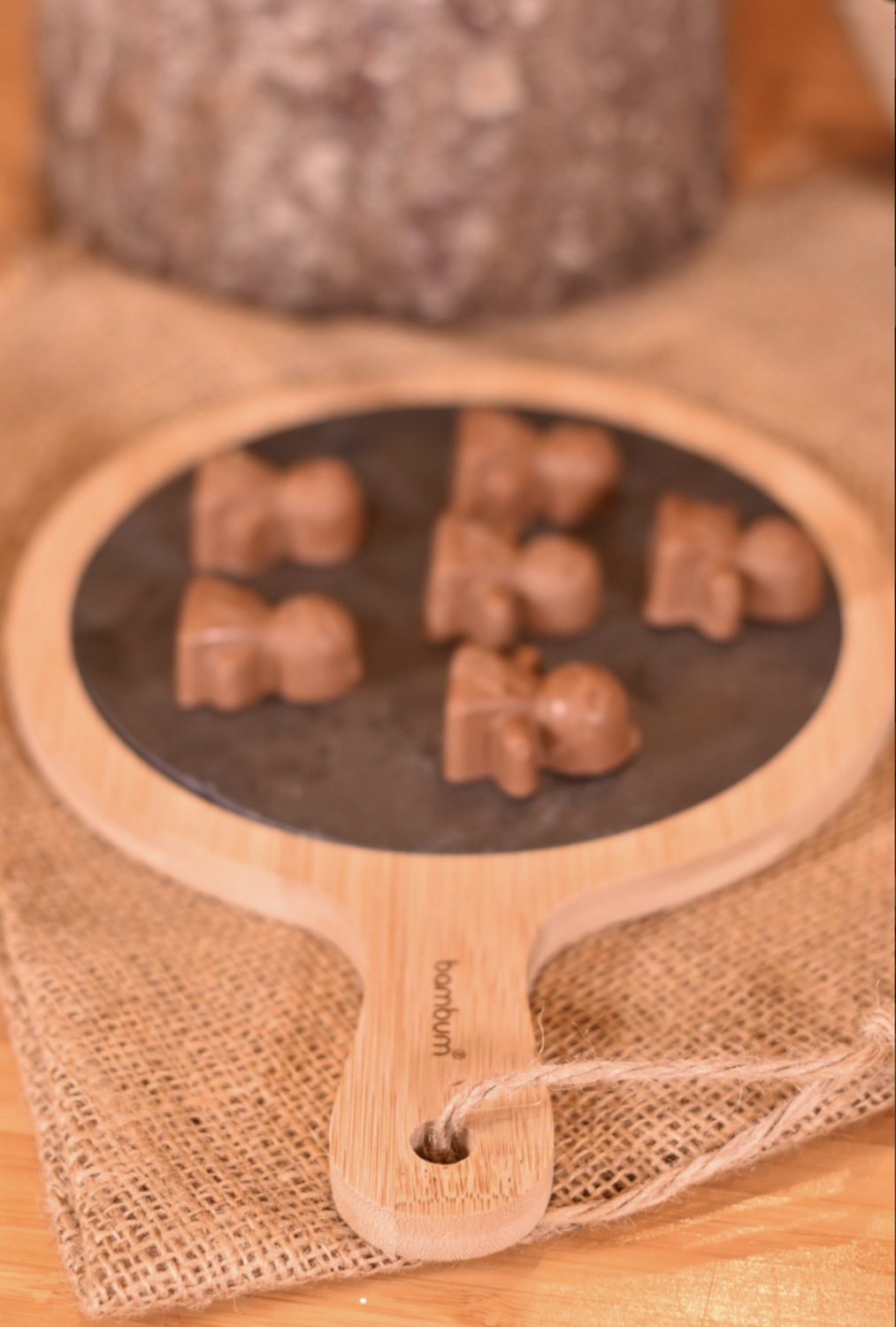 Bambum Lita Bamboo Stone Service Plate with Bamboo Base