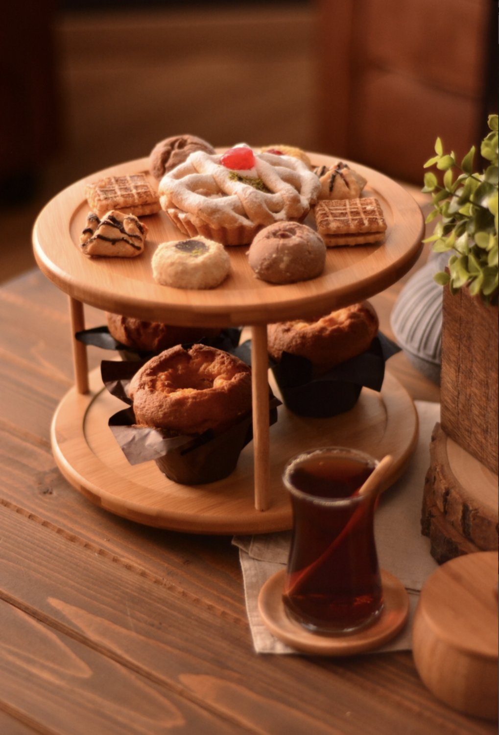 Bambum Shelby 2 Tier Rotating Serving Board