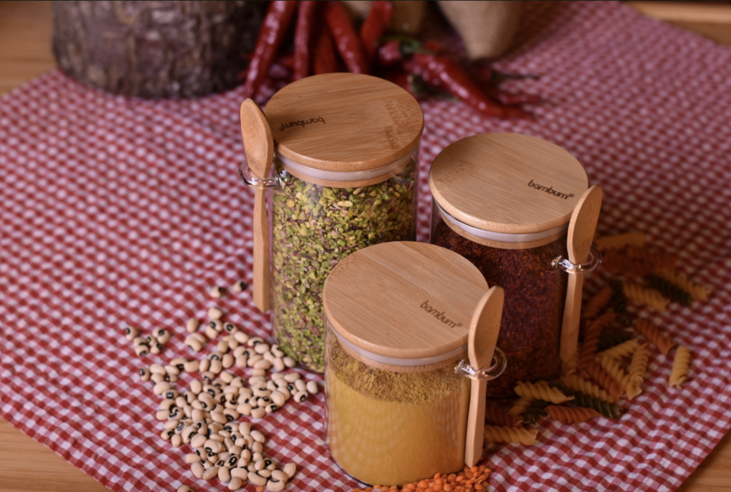 Bambum Lolla Glass Jar with Bamboo Spoon 600 ml