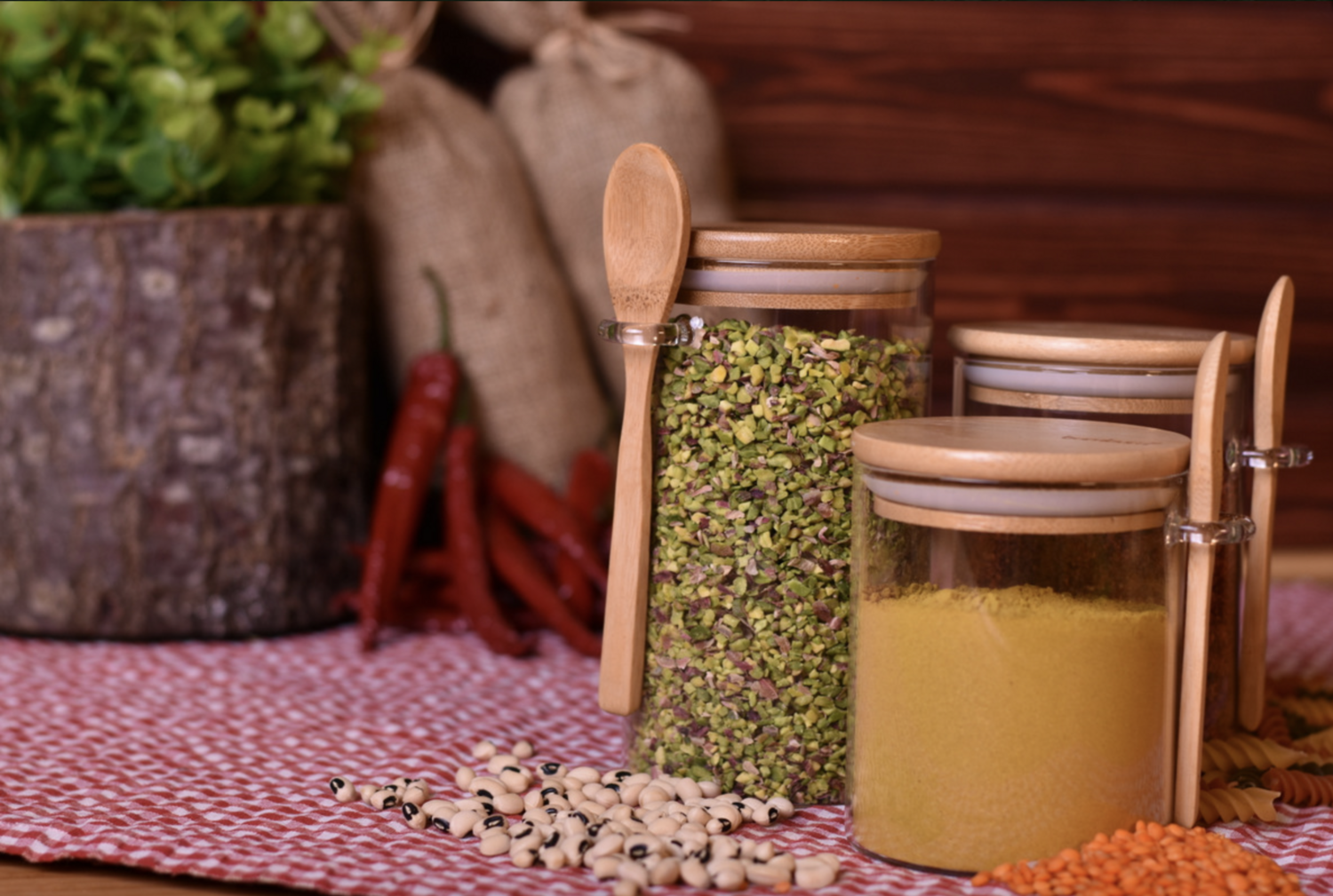 Bambum Lolla Glass Jar with Bamboo Spoon 750 ml