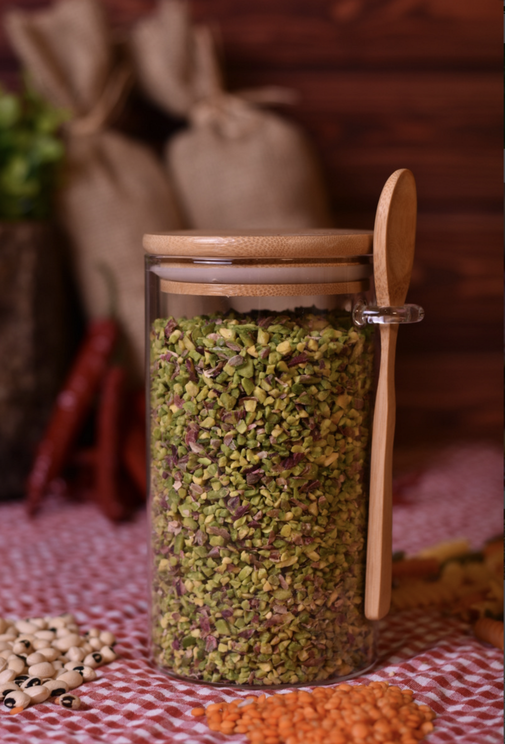 Bambum Lolla Glass Jar with Bamboo Spoon 750 ml