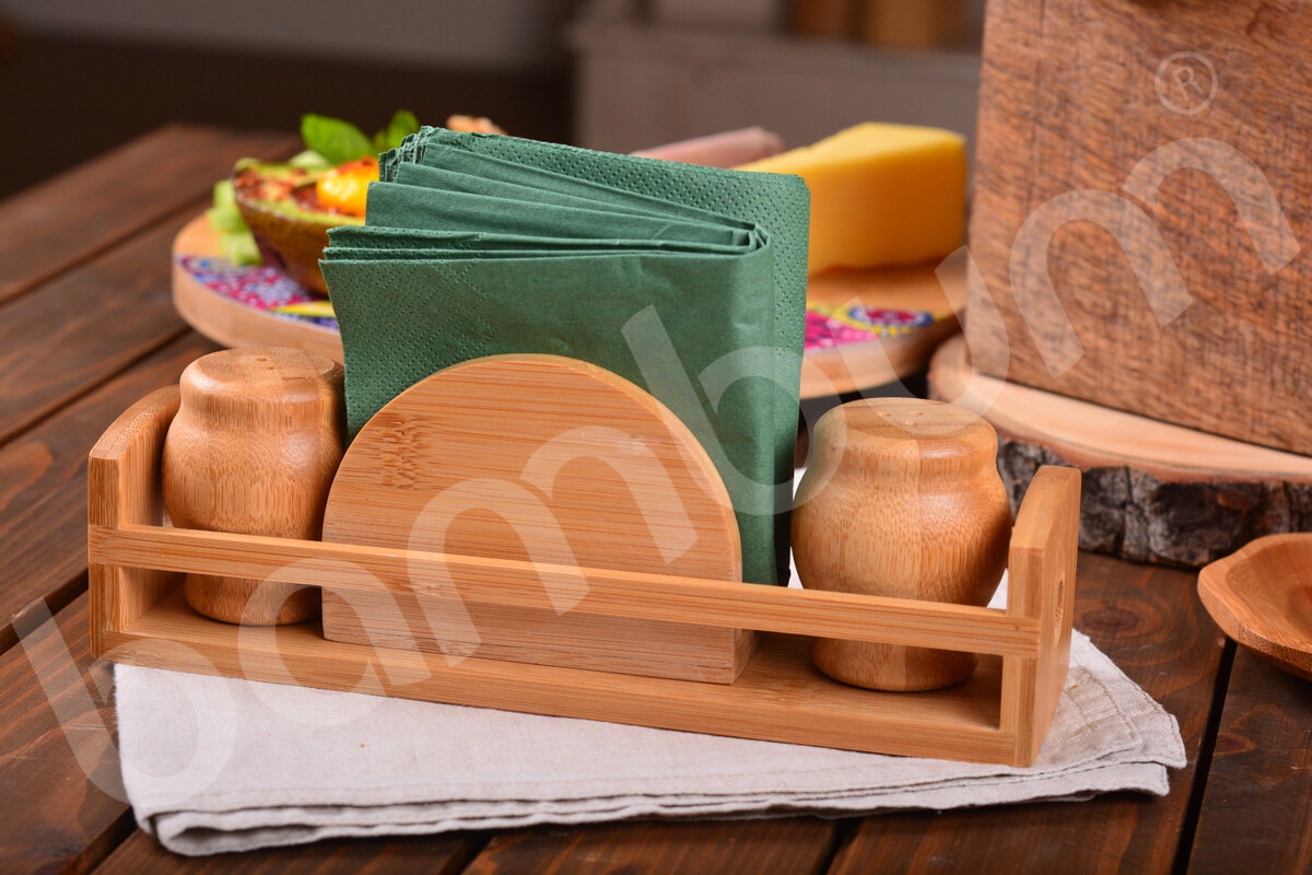 Bambum Elcoda Pepper &amp; salt set with napkin holder